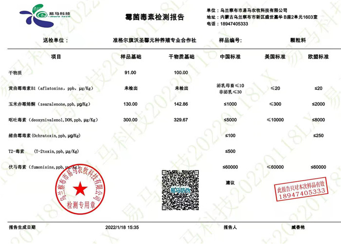 草颗粒检测报告