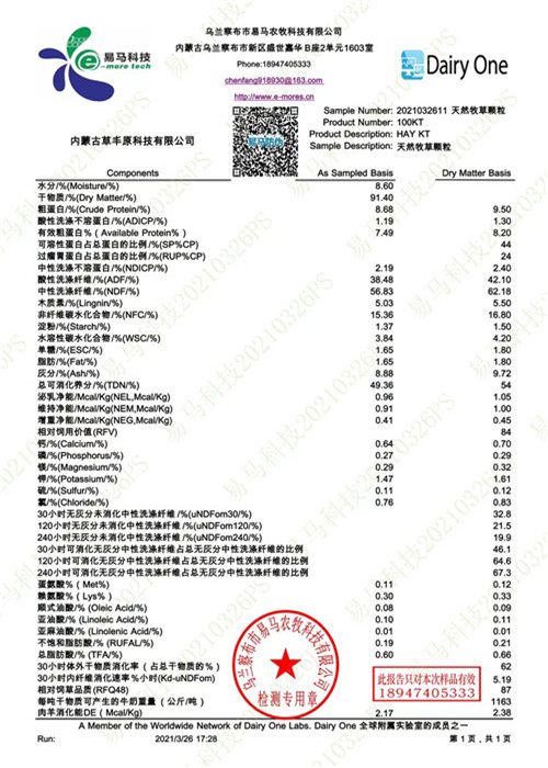 草颗粒检测报告